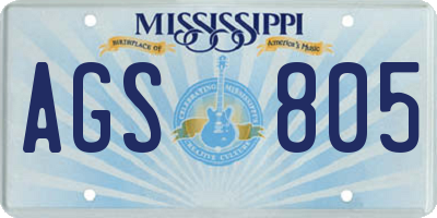 MS license plate AGS805