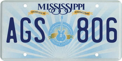 MS license plate AGS806