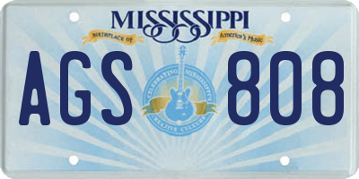 MS license plate AGS808