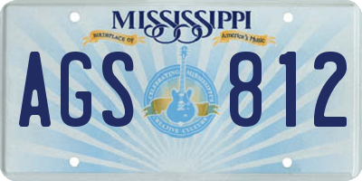 MS license plate AGS812