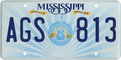 MS license plate AGS813