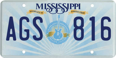 MS license plate AGS816