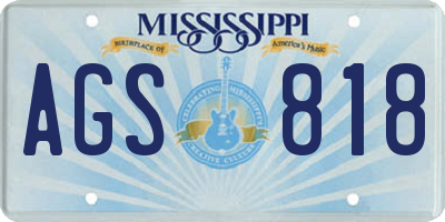 MS license plate AGS818