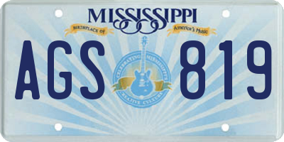 MS license plate AGS819