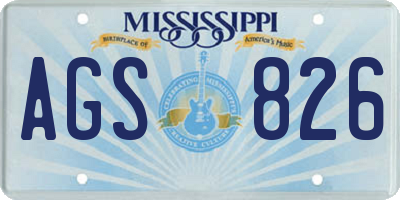 MS license plate AGS826