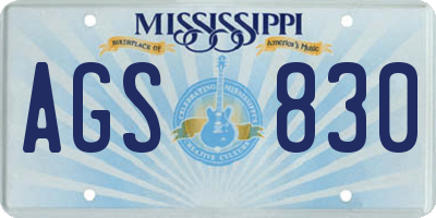MS license plate AGS830