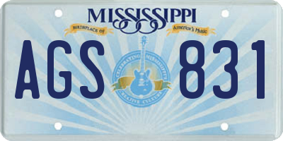 MS license plate AGS831