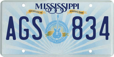 MS license plate AGS834