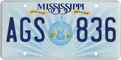 MS license plate AGS836