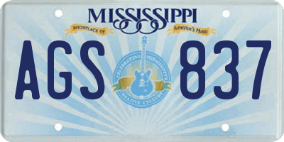 MS license plate AGS837