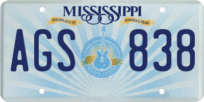 MS license plate AGS838