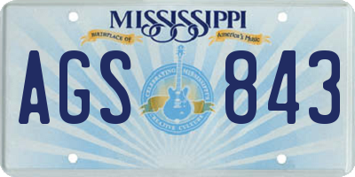 MS license plate AGS843