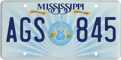 MS license plate AGS845