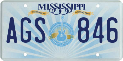 MS license plate AGS846