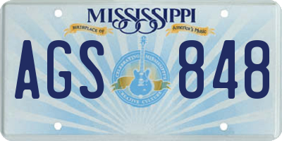 MS license plate AGS848