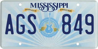 MS license plate AGS849