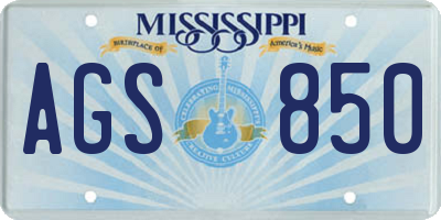 MS license plate AGS850