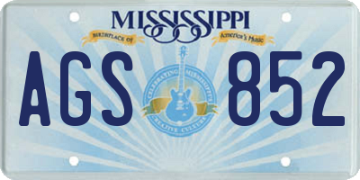 MS license plate AGS852