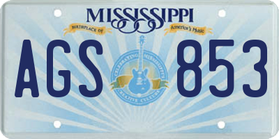 MS license plate AGS853