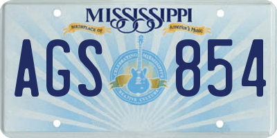 MS license plate AGS854