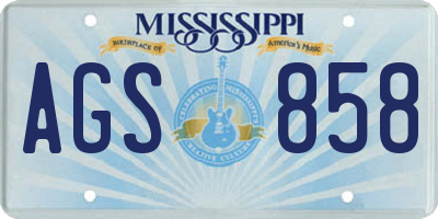MS license plate AGS858