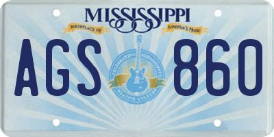 MS license plate AGS860