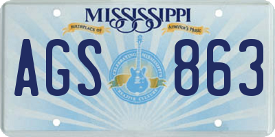 MS license plate AGS863