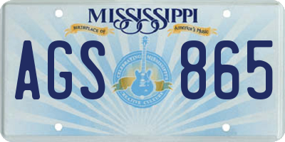 MS license plate AGS865
