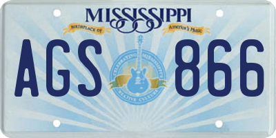 MS license plate AGS866