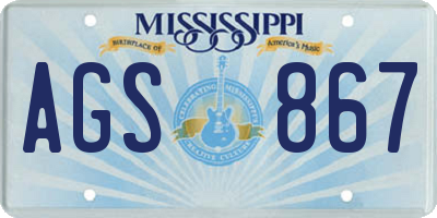 MS license plate AGS867