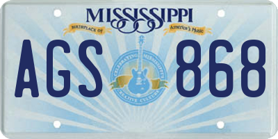 MS license plate AGS868