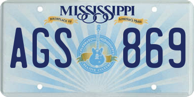 MS license plate AGS869