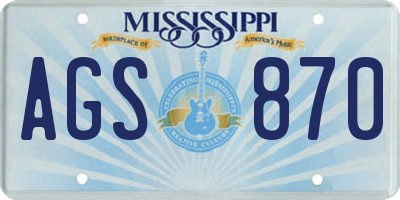 MS license plate AGS870