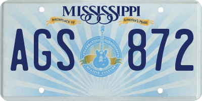 MS license plate AGS872