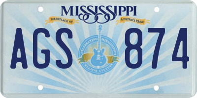 MS license plate AGS874