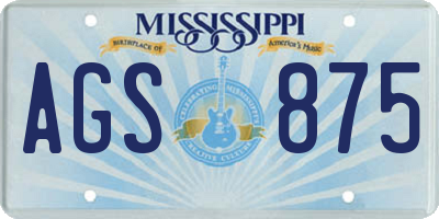 MS license plate AGS875