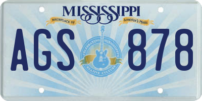 MS license plate AGS878