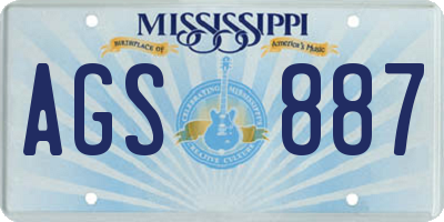 MS license plate AGS887