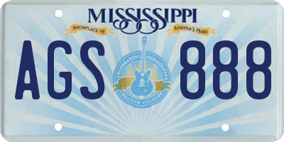 MS license plate AGS888