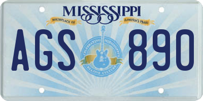 MS license plate AGS890