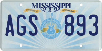 MS license plate AGS893