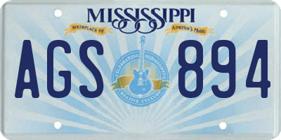 MS license plate AGS894