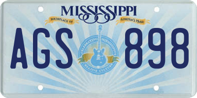 MS license plate AGS898