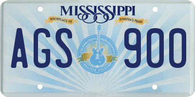 MS license plate AGS900