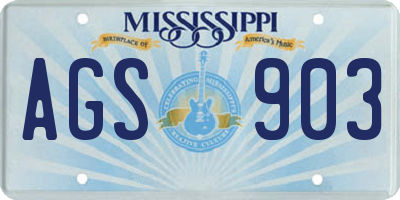MS license plate AGS903