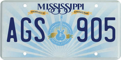 MS license plate AGS905