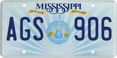 MS license plate AGS906