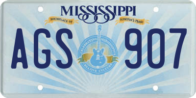 MS license plate AGS907