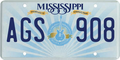 MS license plate AGS908