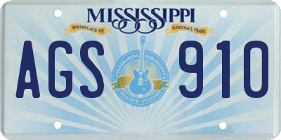 MS license plate AGS910